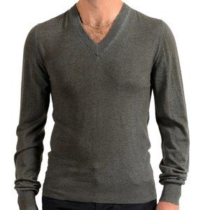 Dolce & Gabbana Men's Gray 100% Wool Distressed Look V-Neck Pullover Sweater